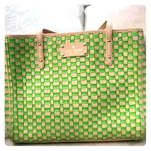 Kate spade green and brown straw/woven